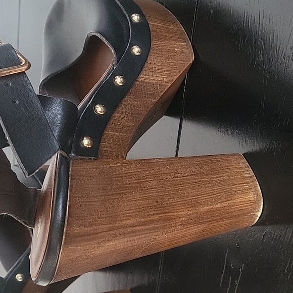 Mossimo Supply Co Chunky Black Wooden Heels size 6.5 - Picture 7 of 11